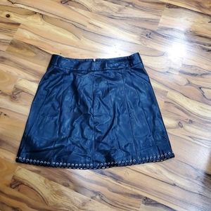 Black Leather Vegan Whip Stitch Circle Skirt size 14